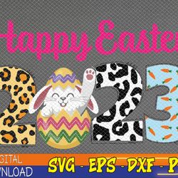 happy easter 2023 svg, easter day svg, cheetah print bunny, bunny and egg svg, eps, png, dxf, digital download