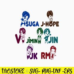 Adorable 7 Different TinyTan BTS Svg, Kpop Star Svg, Adorable TinyTan Svg, Png Dxf Eps File