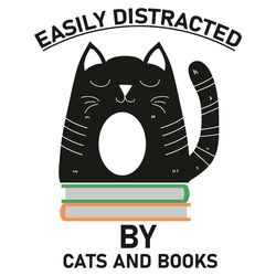 Easily Distracted By Cats And Books Svg, Trending Svg, Cat Svg, Book Svg, Cat Lovers Svg, Book Lovers Svg,Distracted Svg