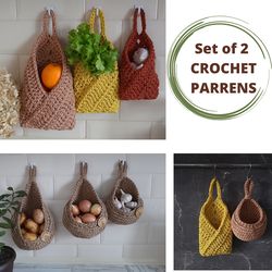 |Crochet hanging basket pattern |Set of 2 crochet patterns | Crochet pattern | Pattern | Storage basket DIY | Boho decor