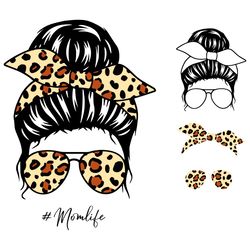 moms life svg, messy bun svg, moms life leopard svg, mom skull svg, messy bun hair svg