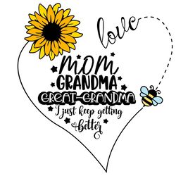 Great Grandma SVG PNG, Sunflower Svg, Grandma Svg, Bee Svg, Mom Svg, Great Svg