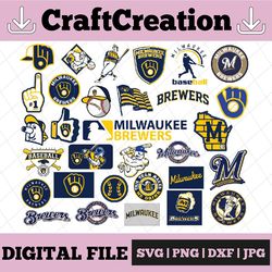 31 files milwaukee brewers svg files, cut files, baseball clipart, cricut milwaukee, brewers svg, cutting files, mlb svg