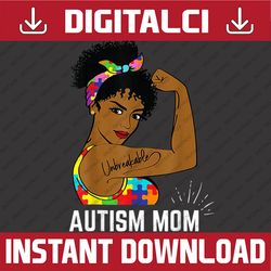 autism awareness strong mom afro mother black women png sublimation design