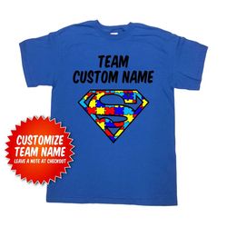Autism Superhero Shirt Autism Awareness T Shirt Team TShirts Custom Name Personalized Gifts Puzzle Piece - T107