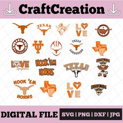 19 files texas longhorns, texas longhorns svg, texas longhorns clipart, texas longhorns cricut, football svg, sport svg,