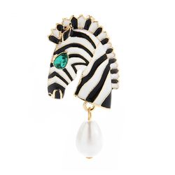 Zebra brooch, Animal pin, Wild horse jewelry