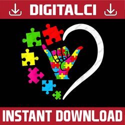 sign language asl love autism awareness day apparel png sublimation design