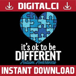 autism awareness teacher its ok to be different autism png sublimation design