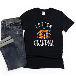 Autism Shirt/ Cute Autism Awareness Month Gift/ Autism Grandma/ Puzzle Pieces Hand Print Shirt - T123