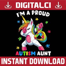 proud autism aunt dab dance, dabbing unicorn png sublimation design