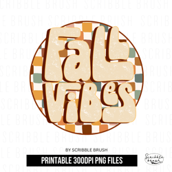 Retro Checkered Background Fall Vibes Sublimation PNG Design
