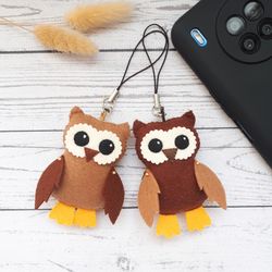 Owl gift, plush keychain, Cute phone charm, Purse charm, Bag charm, Keychain for women, Owl ornament, Teenage girl gifts