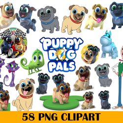 58 puppy dog pals clipart, puppy dog pals png, disney puppy dog pals bundle png, disney png digital download