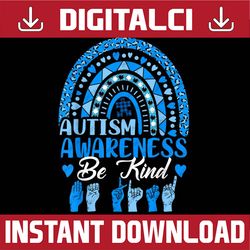 be kind autism awareness rainbow trendy leopard png sublimation design
