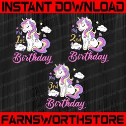 My 1st Birthday Png, First Bday Png, Second Bday Png, 3rd Birthday Unicorn , Unicorn Birthday Girl Png, Unicorn Birthday