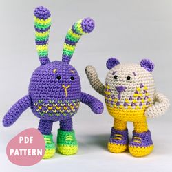 PDF Crochet pattern 2 in 1: amigurumi bear and bunny Digital toy crochet pattern