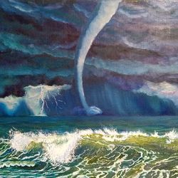 marine oil painting storm on the sea picture 23*35 inch seascape sea waves art