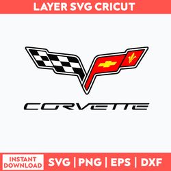 corvette flags chevrolet classic logo 2005 svg, corvette flags svg, png dxf eps file