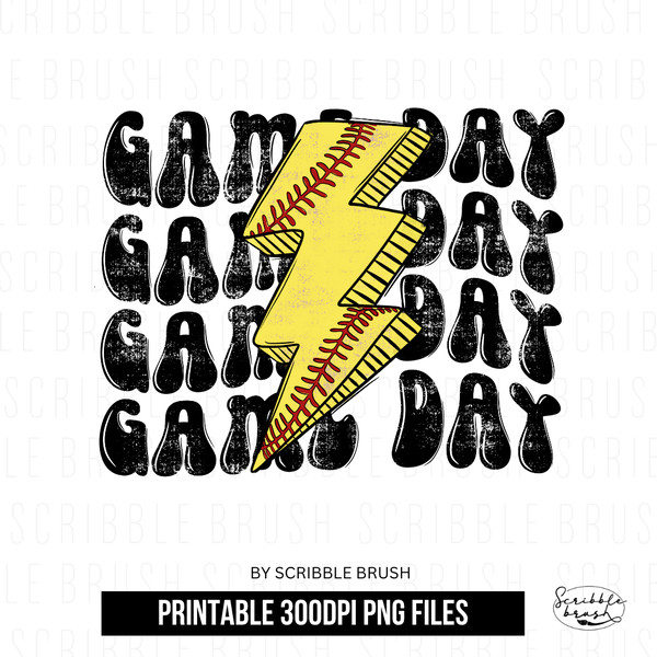 Stacked Softball Bolt Game Day Sublimation PNG Design.png