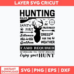 deer hunting rules svg, hunting poster svg, png dxf eps file