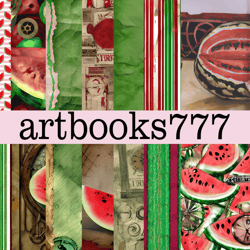 Vintage watermelon, steampunk - digital paper, scrapbooking, fast download -4