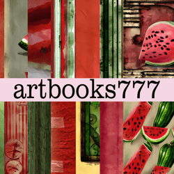 Vintage watermelon, steampunk - digital paper, scrapbooking, fast download -5