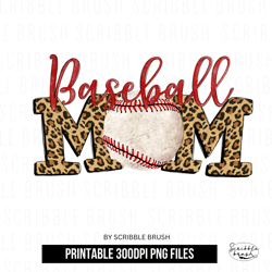 Leopard Print Baseball Mom Sublimation PNG design