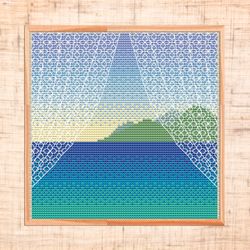 summer cross stitch pattern modern cross stitch sea landscape cross stitch seaside embroidery nature cross stitch