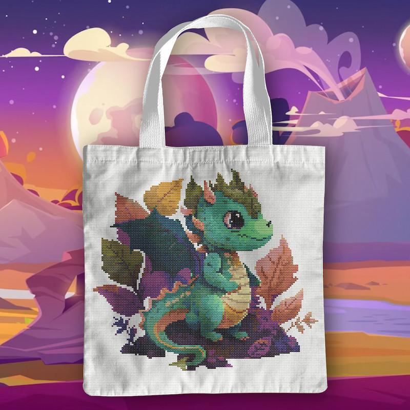 7 Emerald baby dragon symbol of 2024 cross stitch pattern.jpg