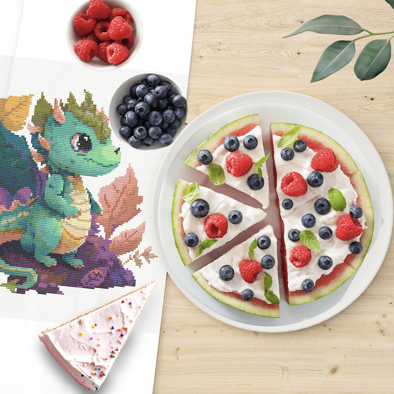 10 Emerald baby dragon symbol of 2024 cross stitch pattern.jpg