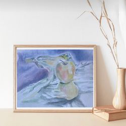 apple original watercolour painting hand painted modern painting wall art 8x11 inch