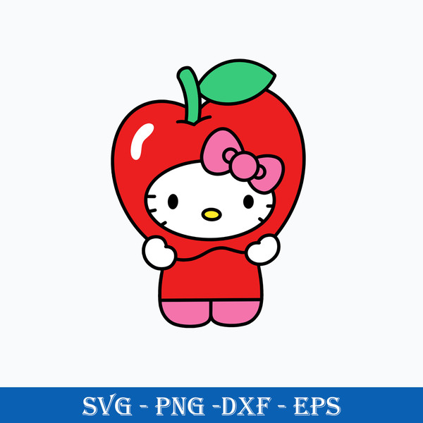 Hello Kitty Apple Svg, Hello Kitty Fruits Svg, Hello Kitty Svg, Cartoon  Svg, Png Dxf Eps Digital File