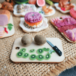 Realistic Barbie food1/6 scale: kiwi slices, charcuterie board - dollhouse food