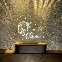 personalized kids and baby night light, unicorn custom name night light, baby girl boy gift, new baby gift