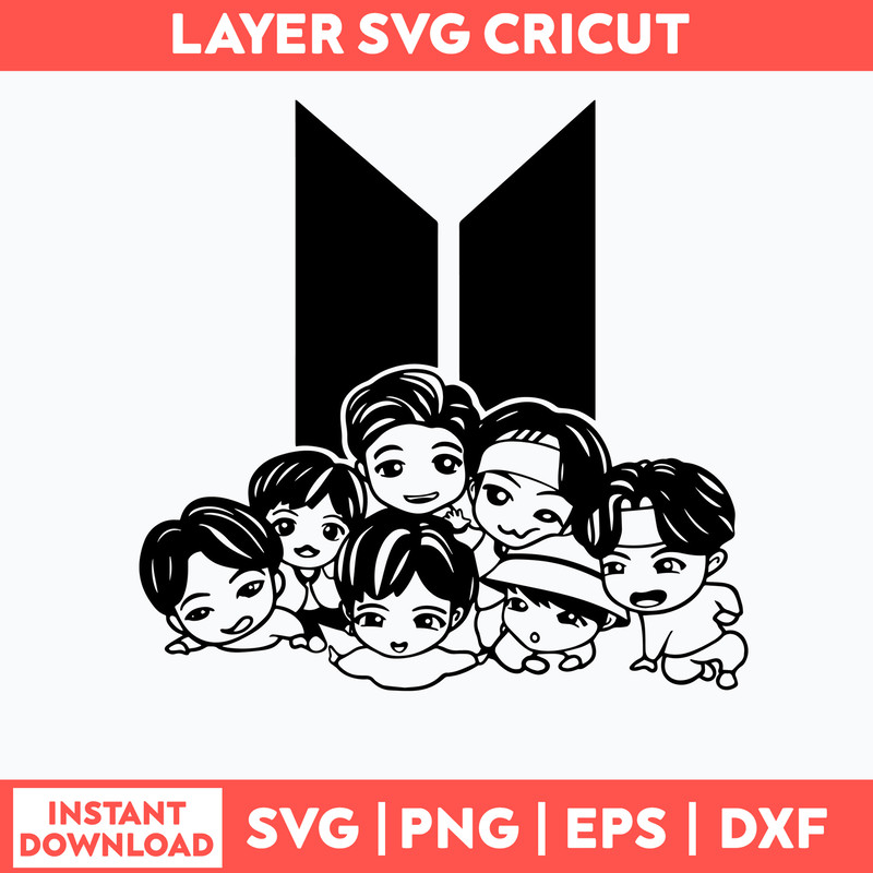 Dorable Tinytan BTS Members Under The Logo Svh, BTS, Star Kpop Svg, Png Dxf Eps File.jpg