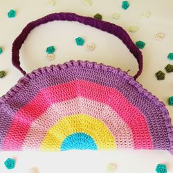 Crochet pattern rainbow bag - Crochet Crossbody Bag - Easy crochet bag pattern - Trendy Chunky Crochet bag EASY Crochet