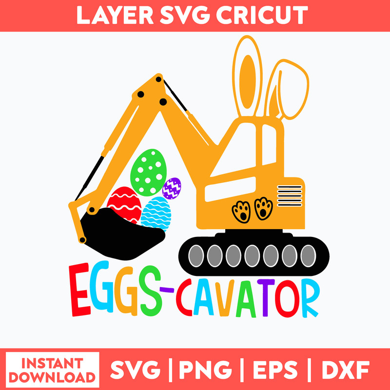 Easter Eggs Cavator Svg, Easter Kid Svg, Png Dxf Eps File.jpg