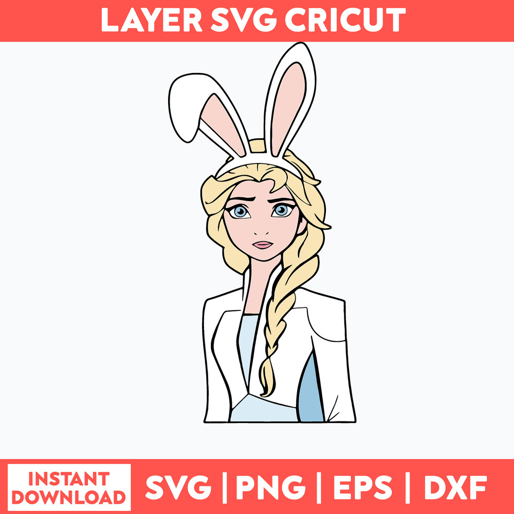 Elsa in Bunny Ears Svg, Elsa Svg, Disney Pincess Svg, Png Dxf Eps File.jpg