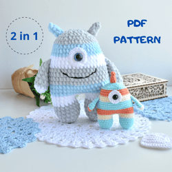 monsters crochet pattern, amigurumi crochet pattern pdf,  crochet soft toys, beginner single crochet, stuffed animal gif