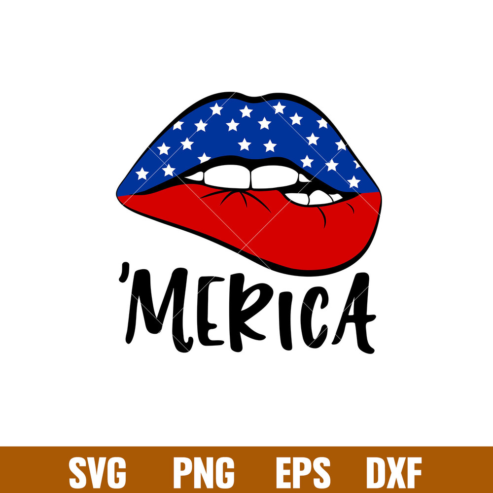 Merica Lips 1, Merica Lips Svg, 4th of July Svg, Patriotic Svg, Independence Day Svg, USA Svg, png,dxf,eps file.jpg