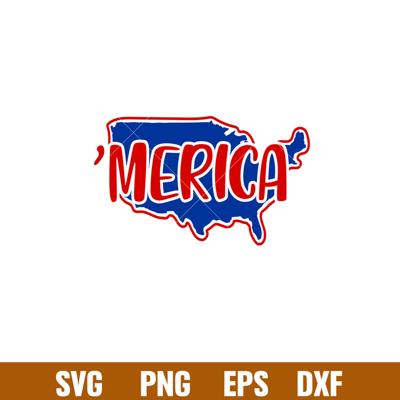 Merica Usa Map, Merica Usa Map Svg, 4th of July Svg, Patriotic Svg, Independence Day Svg, USA Svg, png,dxf,eps file.jpg