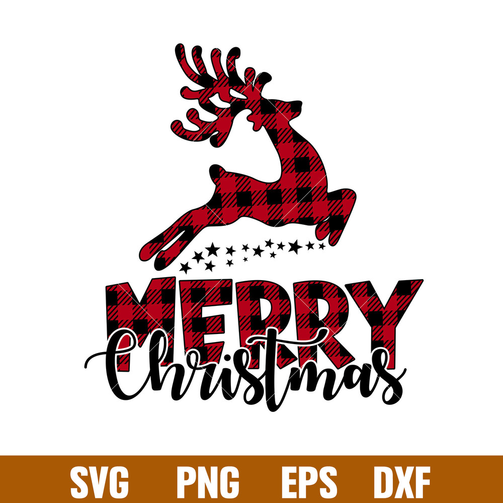 Merry Christmas Buffalo Deer, Merry Christmas Buffalo Deer Svg, Merry Christmas Svg, Reindeer Svg, png,dxf,eps file.jpg