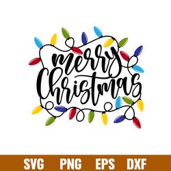 merry christmas lights 1, merry christmas svg, christmas lights svg, christmas lettering svg, png,eps,dxf file