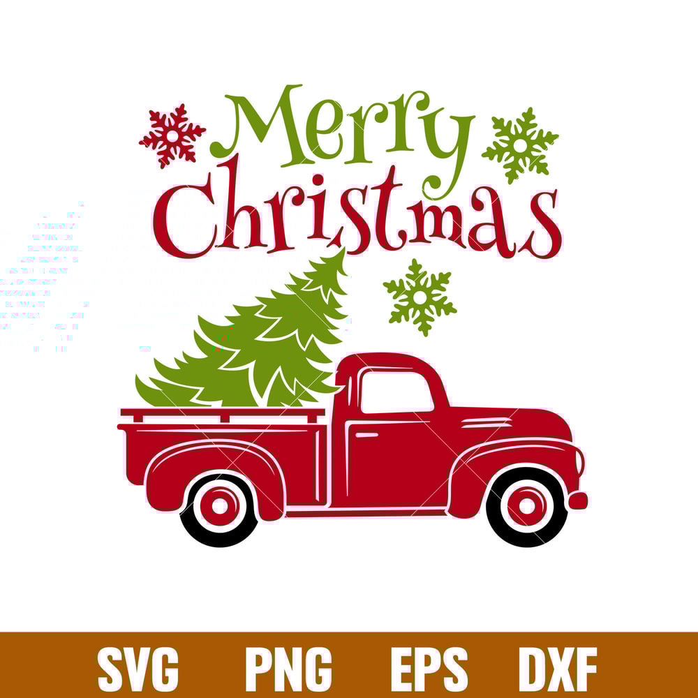 Merry Christmas Red Truck, Merry Christmas Red Truck Back Svg, Merry Christmas Svg, Red vintage Truck Svg, Christmas Svg, png,eps,dxf, file.jpg