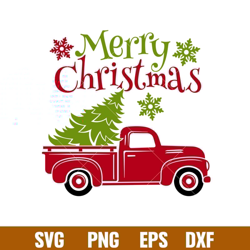 Merry Christmas Red Truck, Merry Christmas Red Truck Back Svg, Merry Christmas Svg, Red vintage Truck Svg, Christmas Svg, png,eps,dxf, file.jpg