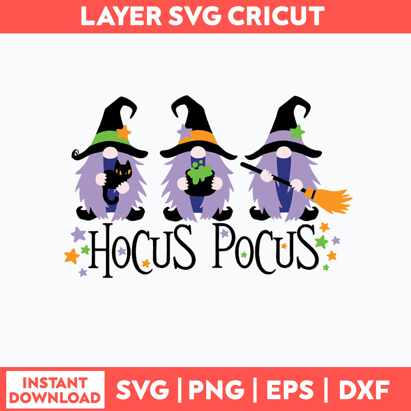 Gnome Hocus Pocus Svg, Gnome Svg, Hocus Pocus Svg, Halloween Svg, Png Dxf Eps File.jpg