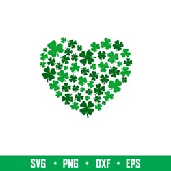 clover heart, clover heart svg, st. patricks day svg, lucky svg, irish svg, clover svg, png, dxf, eps file