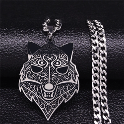 wolf viking necklace fenrir wolf head necklace stainless steel celtic jewelry pendant necklace norse mythology wolf gift
