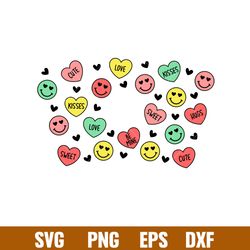 smiley hearts full wrap, smiley hearts full wrap svg, starbucks svg, coffee ring svg, cold cup svg,png,dxf,eps file